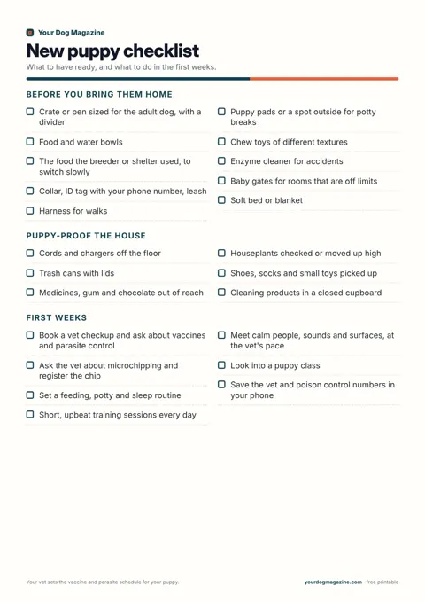 New puppy checklist
